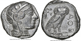 ATTICA. Athens. Ca. 440-404 BC. AR tetradrachm (24mm, 17.16 gm, 3h). NGC XF 5/5 - 4/5. Mid-mass coinage issue. Head of Athena right, wearing earring, ...