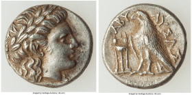 TROAS. Abydus. Ca. 350-325 BC. AR half-siglos (13mm, 2.32 gm, 1h). XF. Lysas, magistrate. Laureate head of Apollo right, hair falling in ringlets / AB...