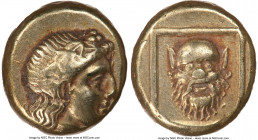 LESBOS. Mytilene. Ca. 377-326 BC. EL sixth-stater or hecte (10mm, 2.54 gm, 11h). NGC XF 4/5 - 4/5. Head of young Dionysus right, wreathed with ivy / H...