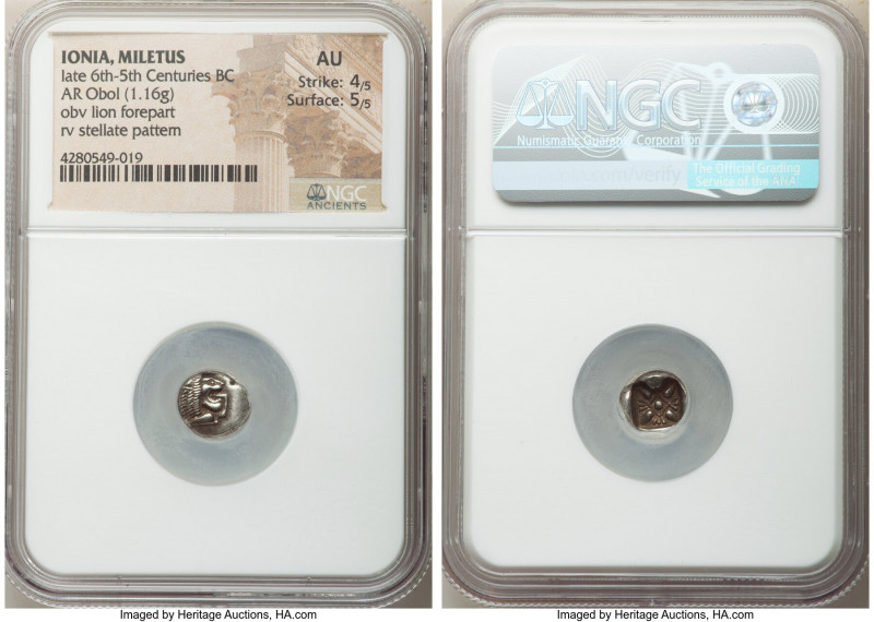 IONIA. Miletus. Ca. late 6th-5th centuries BC. AR 1/12 stater or obol (10mm, 1.1...