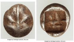 CARIAN ISLANDS. Rhodes. Camirus. Ca. 500-460 BC. AR hemiobol (8mm, 0.63 gm). Choice Fine. Fig leaf / Incuse square punch with rough interior surfaces....