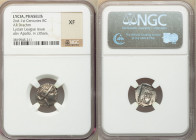 LYCIAN LEAGUE. Phaselis. Ca. 167-81 BC. AR drachm (14mm, 1h). NGC XF. Series 2. Laureate head of Apollo right, hair falling in two ringlets / ΦAΣHΛI, ...