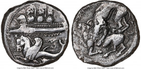 PHOENICIA. Byblus. Azbaal (ca. 400-365 BC). AR shekel (24mm, 13.28 gm, 4h). NGC Choice VF 3/5 - 4/5, adjusted flan. War galley proceeding left with pr...