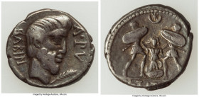 L. Titurius L.f. Sabinus (ca. 89 BC). AR denarius (18mm, 4.00 gm, 7h). VF. Rome. SABIN / A•PV, bearded head of king Tatius right, palm branch before /...