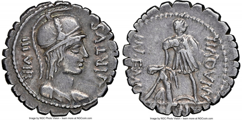 Mn. Aquillius M.f. (ca. 71/65 BC). AR denarius serratus (19mm, 6h). NGC VF, scra...