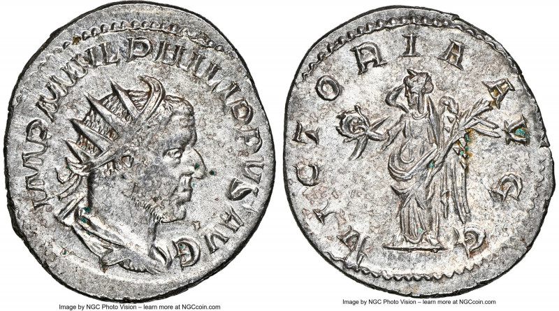 Philip I (AD 244-249). AR antoninianus (23mm, 4.14 gm, 1h). NGC MS 4/5 - 4/5. Ro...