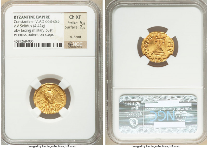 Constantine IV Pogonatus (AD 668-685). AV solidus (19mm, 4.42 gm, 6h). NGC Choic...