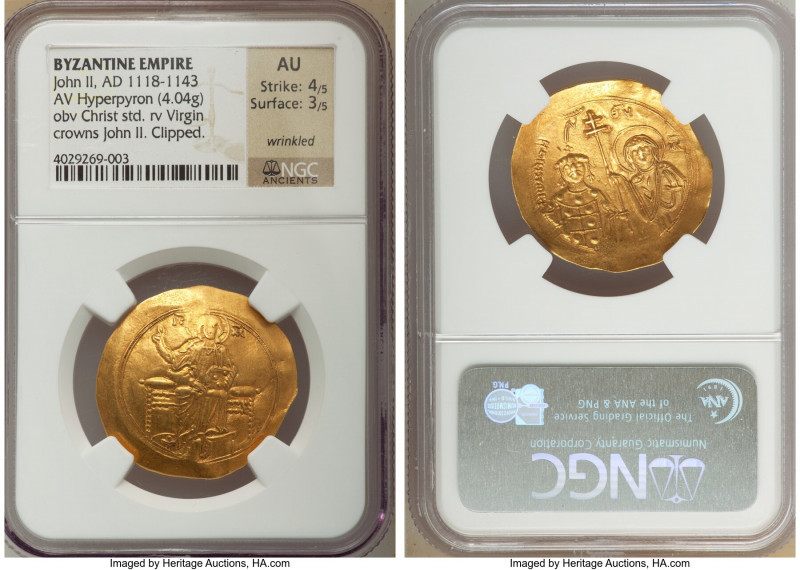 John II Comnenus (AD 1118-1143). AV hyperpyron (30mm, 4.04 gm, 5h). NGC AU 4/5 -...