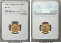 Edward VII gold 1/2 Sovereign 1908-S AU58 NGC, Sydney mint, KM14. AGW 0.1177 oz. 

HID09801242017

© 2022 Heritage Auctions | All Rights Reserved