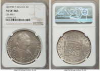 Charles IV Pair of Certified Assorted 8 Reales NGC, 1) 8 Reales 1807 PTS-PJ - AU Details (Cleaned) 2) 8 Reales 1808 PTS-PJ - AU Details (Obverse Graff...