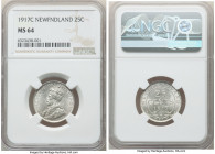 Newfoundland. George V 25 Cents 1917-C MS64 NGC, Ottawa mint, KM17. Two year type. 

HID09801242017

© 2022 Heritage Auctions | All Rights Reserve...