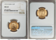 Republic gold 5 Pesos 1915 MS63 NGC, Philadelphia mint, KM19. AGW 0.2419 oz. 

HID09801242017

© 2022 Heritage Auctions | All Rights Reserved