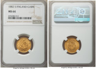 Russian Duchy. Alexander III gold 10 Markkaa 1882-S MS64 NGC, Helsinki mint, KM8.2.

HID09801242017

© 2022 Heritage Auctions | All Rights Reserve...