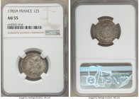Louis XVI 12 Sols 1783-A AU55 NGC, Paris mint, KM568.1. This example slightly off center, front of face appears to be triple stuck. 

HID09801242017...