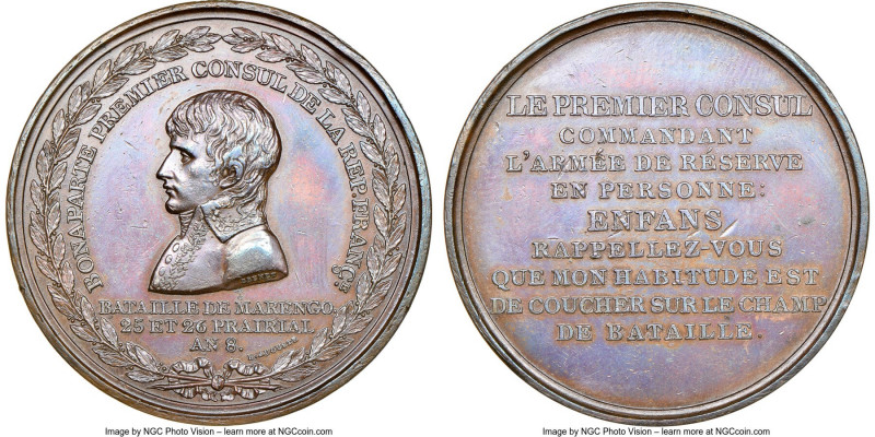 Napoleon bronze "Battle of Marengo" Medal L'An 8 (1800)-Dated AU58 Brown NGC, Br...