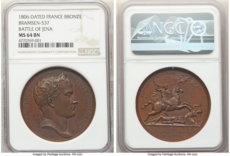 Napoleon bronze "Battle of Jena" Medal MDCCCVI (1806)-Dated MS64 Brown NGC, Bram...