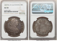Charles IV 8 Reales 1807 NG-M AU58 NGC, Nueva Guatemala mint, KM53. Attractively toned in a deep lilac tinted gray with multicolored accents. 

HID0...