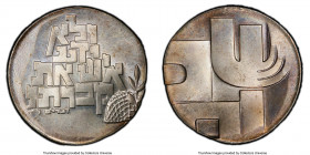 Republic Mint Error - Struck on Wrong Planchet 10 Lirot JE 5729 (1969) MS66 PCGS, KM53. 11.48gm. Struck on U.S. 40% silver 50 Cent planchet. Ex. Fred ...