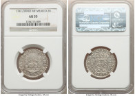 Philip V 2 Reales 1741/39 Mo-MF AU55 NGC, Mexico City mint, KM84 (unlisted overdate). Saffron and gray tone. 

HID09801242017

© 2022 Heritage Auc...
