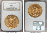 Estados Unidos gold 50 Pesos 1930 MS63 NGC, Mexico City mint, KM481. AGW 1.2056 oz. 

HID09801242017

© 2022 Heritage Auctions | All Rights Reserv...