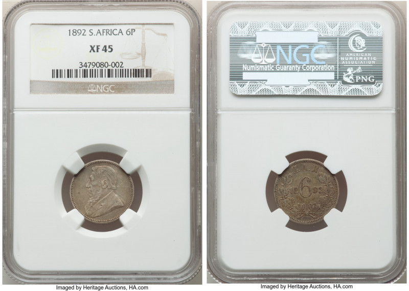 Republic Pair of Certified Minors Issues 1892, 1) 6 Pence - XF45 NGC, KM4 2) Shi...