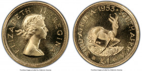 Elizabeth II gold Proof Pound 1953 PR65 PCGS, Pretoria mint, KM54. First year of type. AGW 0.2355 oz. 

HID09801242017

© 2022 Heritage Auctions |...