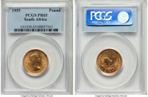 Elizabeth II gold Proof Pound 1955 PR65 PCGS, Pretoria mint, KM54. AGW 0.2355 oz. 

HID09801242017

© 2022 Heritage Auctions | All Rights Reserved...