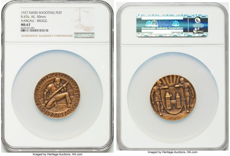 Confederation Pair of Certified "Shooting" Medals NGC, 1) "Aargau - Brugg Shooti...