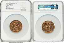 Confederation Pair of Certified "Shooting" Medals NGC, 1) "Aargau - Brugg Shooting Festival" bronze Medal 1927 - MS67, Richter-47b. 50mm. 2) "St. Gall...
