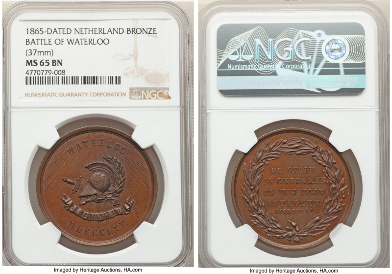 Confederation Pair of Certified Assorted Medals NGC, 1) Netherlands: bronze "Bat...