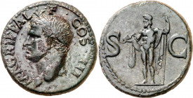 (37-41 d.C.). Agripa. As. (Spink 1812) (Co. 3) (RIC. 58, de Calígula). 11,03 g. MBC.