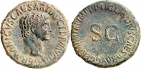 (42 d.C.). Germánico. As. (Spink 1905) (Co. 9) (RIC. 106, de Claudio). Pátina verde. 11,17 g. MBC+.