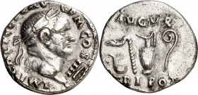 (72-73 d.C.). Vespasiano. Denario. (Spink 2282) (S. 45) (RIC. 356). 3,16 g. MBC+.