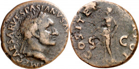 (70 d.C.). Vespasiano. Tarraco. As. (Spink falta) (Co. falta) (RIC. 1335) (ACIP. 4293). 6,88 g. BC+.