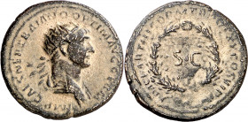 (115-116 d.C.). Trajano. Semis. (Spink 3244) (Co. 124 var) (RIC. 645 var). 3,87 g. MBC.