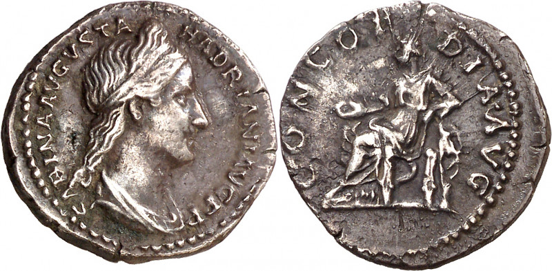 (130-133 d.C.). Sabina. Denario. (Spink 3919) (S. 12) (RIC. 2501). 3,04 g. MBC+.