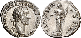 (151-152 d.C.). Antonino pío. Denario. (Spink 4095) (S. 582) (RIC. 200c). 3,30 g. EBC-.