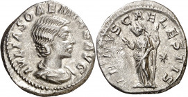 (220-222 d.C.). Julia Soaemias. Denario. (Spink 7719 var) (S. 8) (RIC. 241). 3,48 g. MBC+.