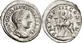 (240 d.C.). Gordiano III. Denario. (Spink 8678) (S. 234) (RIC. 81). 3,37 g. MBC+.