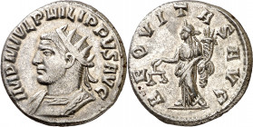 (247 d.C.). Filipo I. Antoniniano. (Spink 8917 var) (S. falta) (RIC. falta). Escasa. 4,54 g. EBC-.