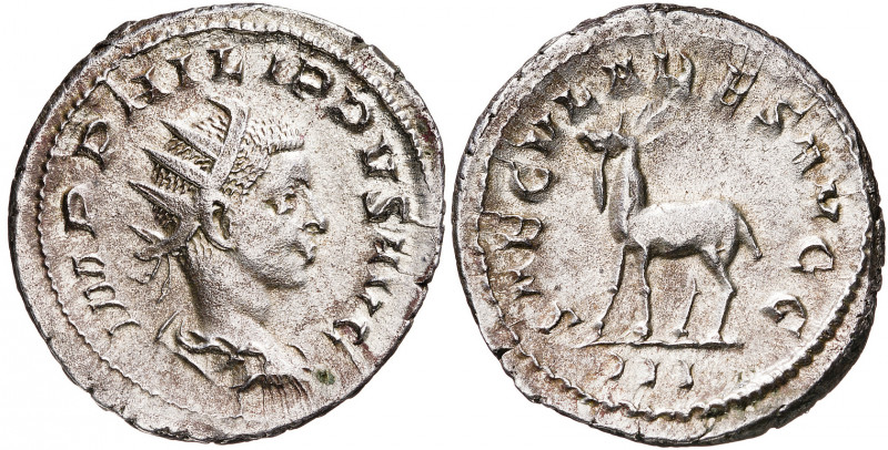 (248 d.C.). Filipo II. Antoniniano. (Spink 9275) (S. 72) (RIC. 224). 4,56 g. MBC...