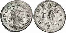 (268-269 d.C.). Claudio II. Antoniniano. (Spink 11333) (Co. 83) (RIC. 207). Conserva parte del plateado original. 3,91 g. MBC+/EBC-.