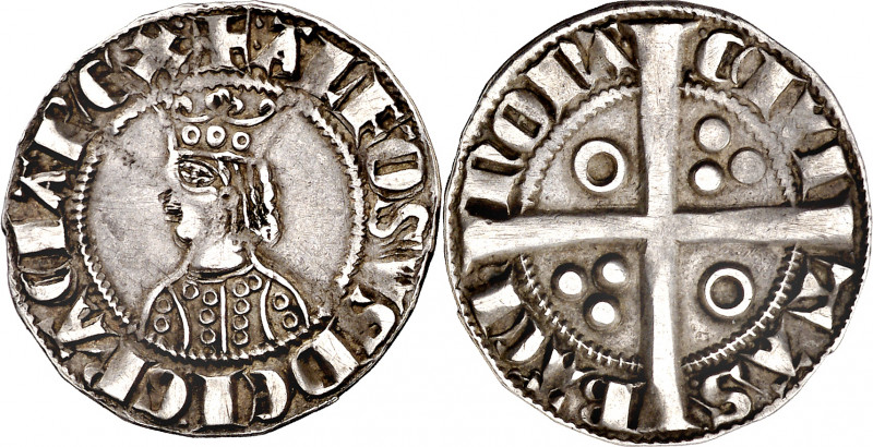 Alfons II (1285-1291). Barcelona. Croat. (Cru.V.S. 331) (Cru.C.G. 2148). Dos y c...