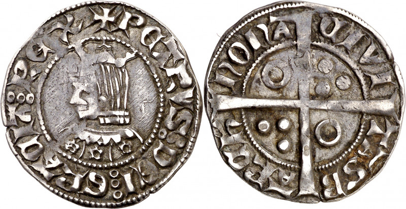 Pere III (1336-1387). Barcelona. Croat. (Cru.V.S. 401) (Cru.C.G. 2220). Flores d...