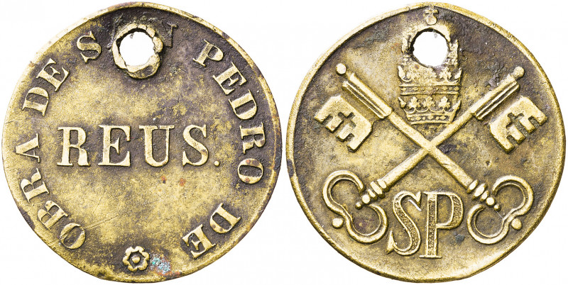 Reus. Jetón. (Cru.L. 2041). Perforada. 2,56 g. (MBC).