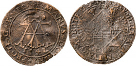 1541. Carlos I. Brujas. Jetón. (Dugniolle 1477 var). Alabeada. 3,14 g. BC+.