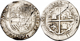 s/d. Felipe II. Potosí. M. 2 reales. (AC. 365). Grieta. Rara. 6,56 g. BC+.