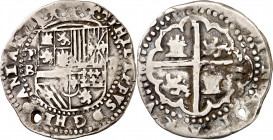 s/d. Felipe II. Potosí. B. 2 reales. (AC. 370). Perforación. Escasa. 6,34 g. (MBC-).