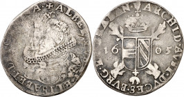 1605. Alberto e Isabel. Amberes. 1 real. (Vti. 276) (Vanhoudt 594.AN). Rayitas. Escasa. 8,70 g. BC+.