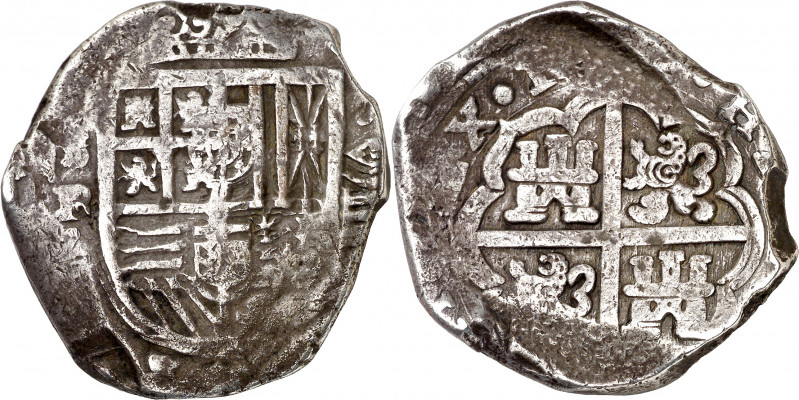 1(6...). Felipe IV. Sevilla. R. 8 reales. (AC. tipo 350). 27,48 g. MBC-.